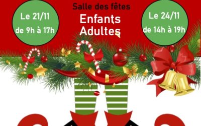 N’oubliez pas ! Premier atelier décorations de Noël Dimanche 21 novembre 2021 de 9h00 à 17h00 – Salle des fêtes !