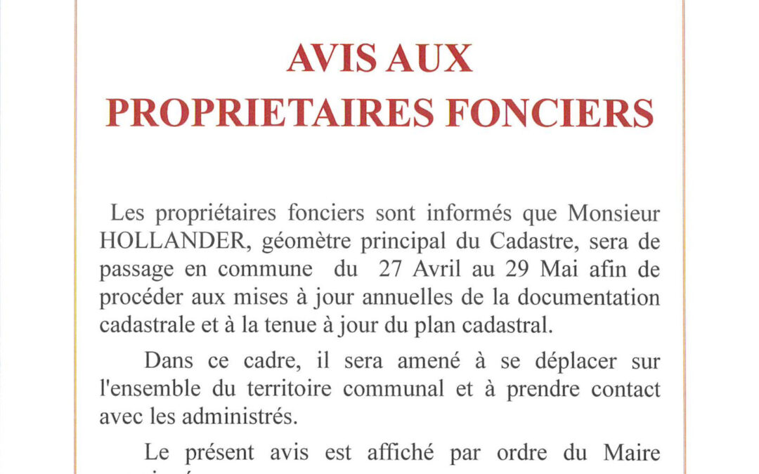 Avis aux propriétaires fonciers