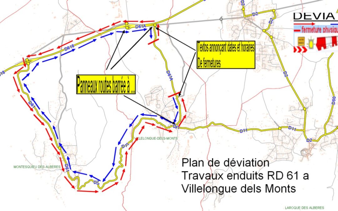 Déviation pour travaux D61A 21-22 mai