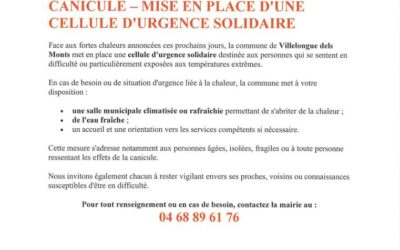Canicule – mise en place d’une cellule d’urgence solidaire