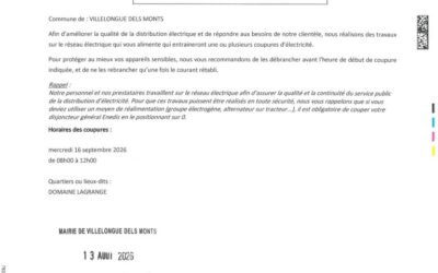 Coupures de courant pour travaux